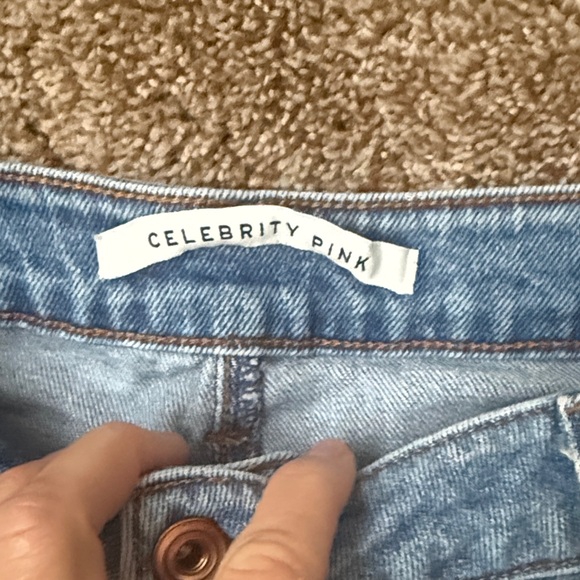 Celebrity Pink Frayed Hem Jean Shorts - Light Blue - Picture 3 of 5